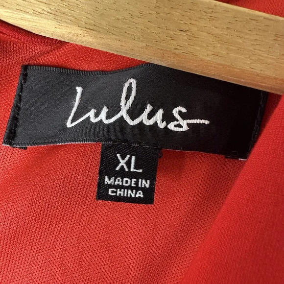 Lulus Sheath Red Pencil Dress Sz XL Full Zip Back V-neck Knee Length Midi - Picture 3 of 7